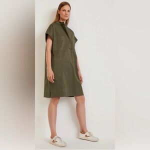 Everlane Easy Workwear Dress Kalamata Olive Green Utility Mini Shift Shirt XS